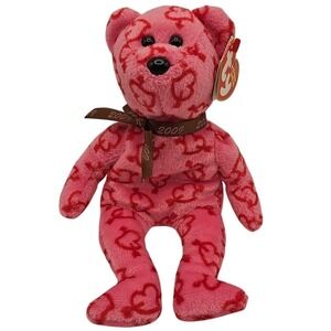 Ty New Heartley‎ Beanie Baby Bear Plush Pink Red Hearts Hallmark 2009 Exclusive
